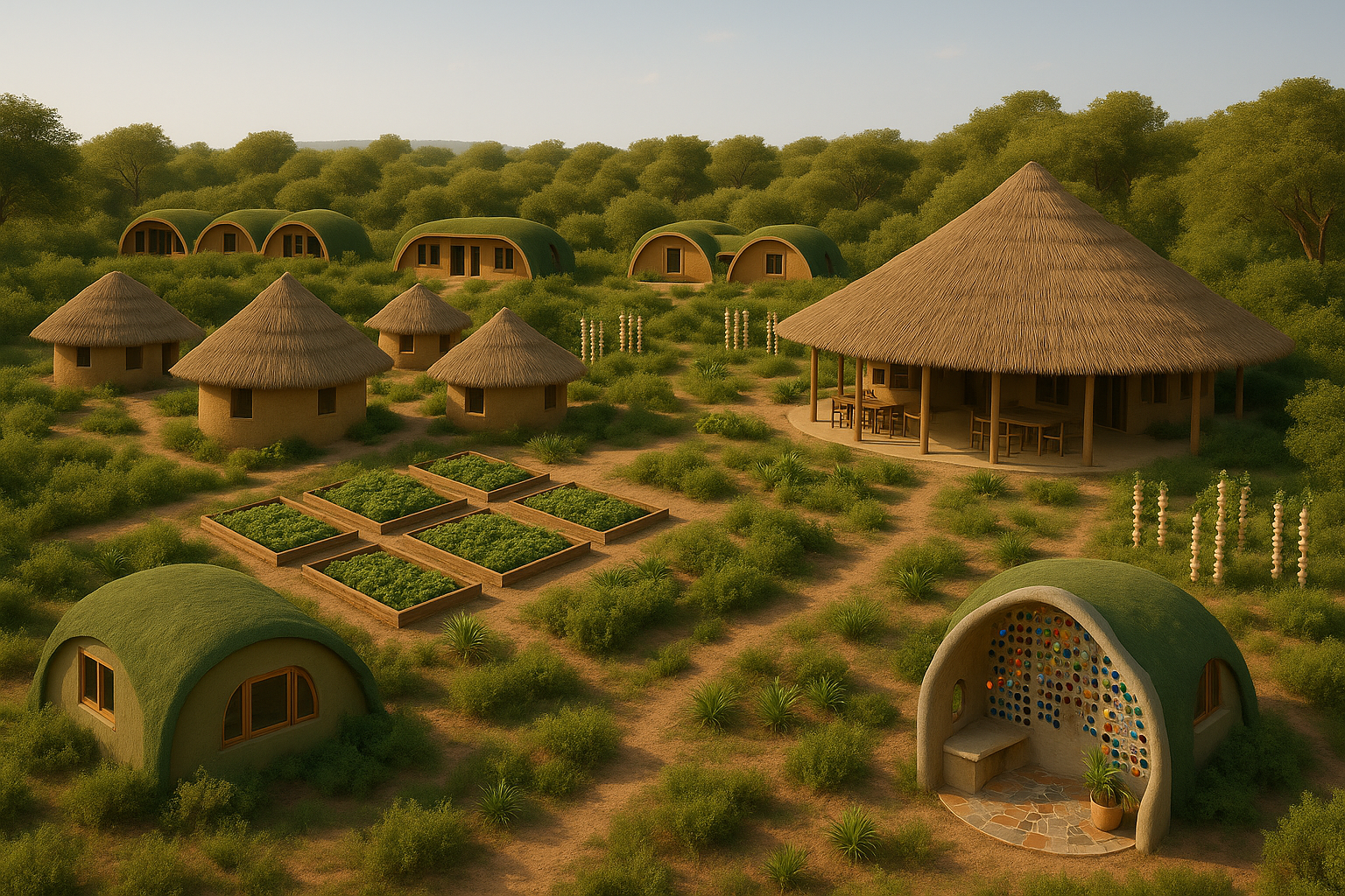 Sustainable tropical village development render